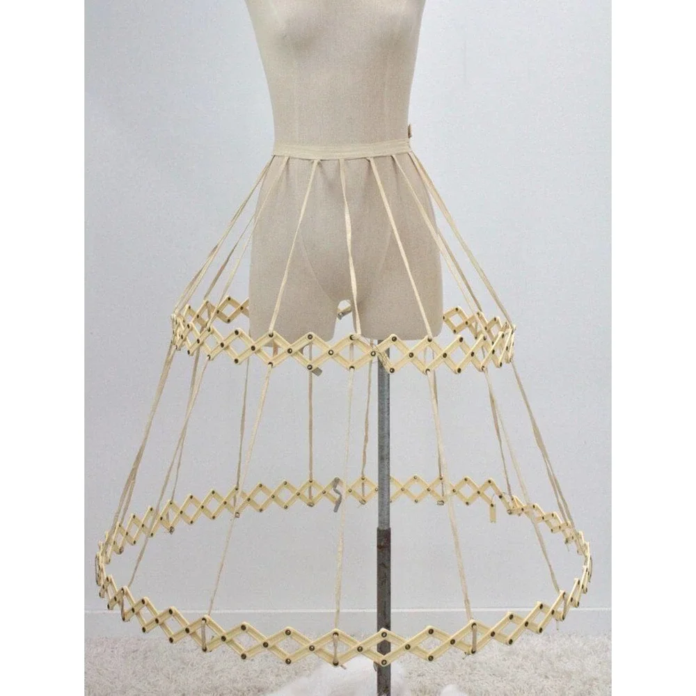 Vintage Collapsible Hoop Skirt Caged Crinoline Frame Belle O' the Ball with Case - Picture 5 of 17